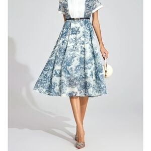 Blue and White Toile Midi Dress